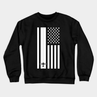 Airplane Pilot & American Flag - Airport Runway Crewneck Sweatshirt